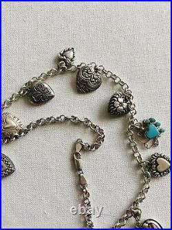 21 Sterling Silver Puffy Heart Charm Necklace 61 grams 19 r Antique Bracelet