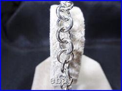 27 grams Solid 925 Sterling Silver Heart Belcher Charm Toggle Bracelet-21.5 cm