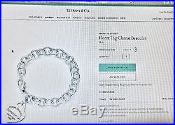 $310 Return To Tiffany & Co Silver Heart Charm 7.5 Bracelet 35gr with Box 2002F