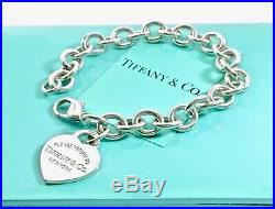 $310 Return To Tiffany & Co Silver Heart Tag Charm 7.5in Bracelet 35gr 190521A