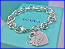 $310 Return To Tiffany & Co Silver Heart Tag Charm 8.25 Bracelet 36.5gr 18926B