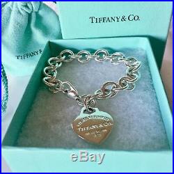 $310 Return To Tiffany & Co Silver Heart Tag Charm 8.25 Bracelet 36.5gr 18926B