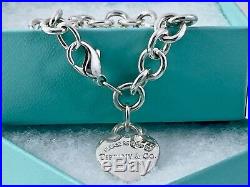 $310 Return To Tiffany & Co Silver Heart Tag Charm Bracelet 7.5 /35 gr 19081