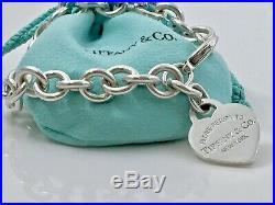 $310 Return To Tiffany & Co Silver Heart Tag Charm Bracelet 7.5 /35 gr 19081
