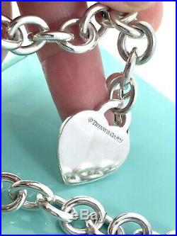 $310 Return To Tiffany & Co Silver Heart Tag Charm Bracelet 7.5 /35 gr 19081