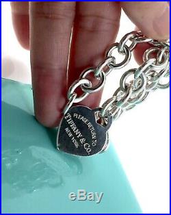 $310 Return To Tiffany & Co Silver Heart Tag Charm Bracelet 7.5 /35 gr 19081