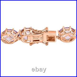 33.38ct Rose De France Amethyst Tennis Bracelet in Rose Gold Over Silver Size 8