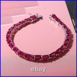 34.1ct Ruby Tennis Bracelet for Women in Silver with Fancy Clasp