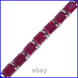 34.1ct Ruby Tennis Bracelet for Women in Silver with Fancy Clasp