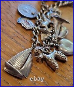 46g 14 Plus Antique Silver Charms on Bracelet Free P&P UK