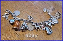 46g 14 Plus Antique Silver Charms on Bracelet Free P&P UK