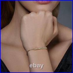 4CT Lab-Created Round Cut Diamond Charming Bolo Bracelet 14K Yellow Gold Finish