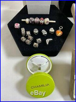 56PC Pandora Sterling 925 Silver Charm Bracelet Jewelry LOT Retired 14KT Gold