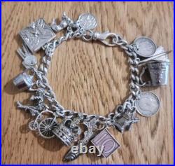 59g Charm Bracelet 15 Charms Solid Sterling Silver Inc Bible Please Read Info