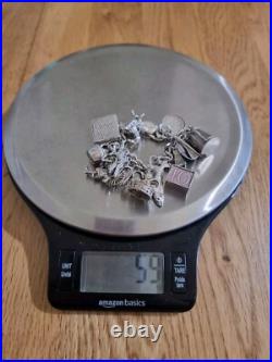 59g Charm Bracelet 15 Charms Solid Sterling Silver Inc Bible Please Read Info