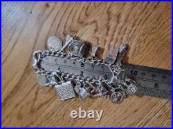 59g Charm Bracelet 15 Charms Solid Sterling Silver Inc Bible Please Read Info