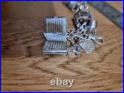 59g Charm Bracelet 15 Charms Solid Sterling Silver Inc Bible Please Read Info