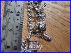 59g Charm Bracelet 15 Charms Solid Sterling Silver Inc Bible Please Read Info