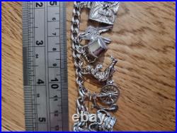 59g Charm Bracelet 15 Charms Solid Sterling Silver Inc Bible Please Read Info