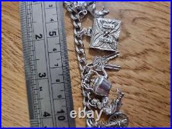 59g Charm Bracelet 15 Charms Solid Sterling Silver Inc Bible Please Read Info