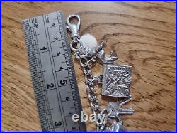 59g Charm Bracelet 15 Charms Solid Sterling Silver Inc Bible Please Read Info