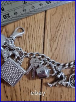 59g Charm Bracelet 15 Charms Solid Sterling Silver Inc Bible Please Read Info