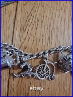 59g Charm Bracelet 15 Charms Solid Sterling Silver Inc Bible Please Read Info