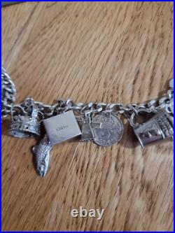 59g Charm Bracelet 15 Charms Solid Sterling Silver Inc Bible Please Read Info