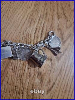 59g Charm Bracelet 15 Charms Solid Sterling Silver Inc Bible Please Read Info