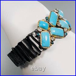 60ct Natural Turquoise Bangle 925 Sterling Silver Inches 2.5/BA02313
