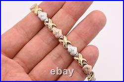 7.5 Hearts & Kisses Bracelet 14K Rose Yellow White Gold-Plated Silver XOXO 925
