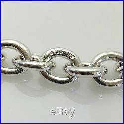7.5 Tiffany & Co Silver Rolo Chain Round Link Charm Bracelet with Lobster Clasp