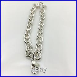 7.5 Tiffany & Co Silver Rolo Chain Round Link Charm Bracelet with Lobster Clasp