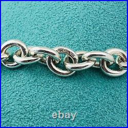 7.5 Tiffany & Co Sterling Silver Rolo Round Link Lobster Clasp Charm Bracelet
