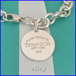 7.75 Please Return to Tiffany & Co Silver Round Circle Tag Charm Heart Bracelet