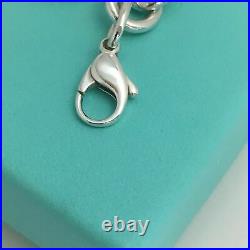 7.75 Tiffany & Co Silver Blank Heart Tag Charm Bracelet with Tiffany Box
