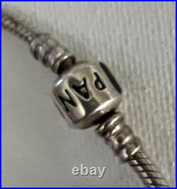 7 Pandora Bracelet With Silver And Blue Charms. Authentic Pandora Brand