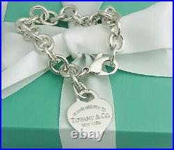 7 Small Please Return to Tiffany & Co Silver Heart Tag Charm Bracelet