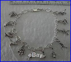 7 with all 12 Days of Christmas Sterling Silver on figure 8 Charm Bracelet