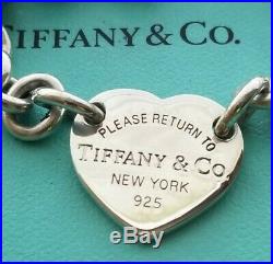 8 Please Return To Tiffany & Co Sterling Silver Center Heart Charm Bracelet