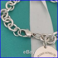 8 Please Return to Tiffany & Co Silver Round Tag Dangle Charm Bracelet