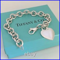 8 Tiffany & Co Silver Blank Heart Tag Charm Bracelet Authentic