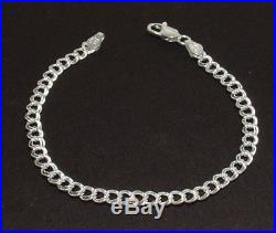 9 Double Link Charm Ankle Bracelet Anklet Real 925 Sterling Silver QVC