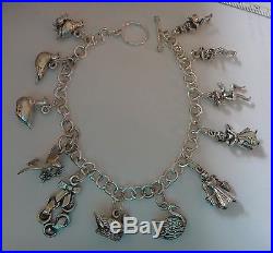 9 Sterling Silver Large Hvy 51 gram 12 days of Christmas Charm Bracelet