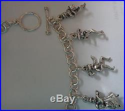 9 Sterling Silver Large Hvy 51 gram 12 days of Christmas Charm Bracelet