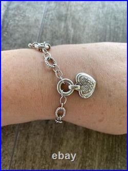 925 Bracelet Sterling Silver Heart Charm Chain 7 10.92g