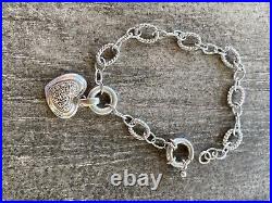925 Bracelet Sterling Silver Heart Charm Chain 7 10.92g