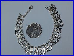 925 English Alphabet Charm Bracelet Sterling Silver Hallmarked Superb Condition