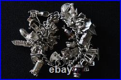 925 Silver Charm Bracelet Belcher Link And Thirty Five Charms A Vintage Stunner
