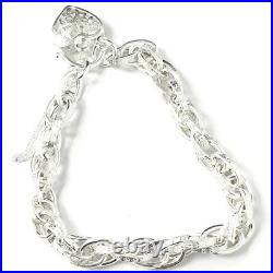 925 Silver Charm Bracelet Fancy Victorian Heart Lock 7 Inches 925 Silver Charm Bracelet Fancy Victorian Heart Lock 7 Inches